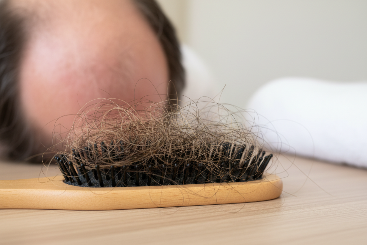 hair loss on the brush while brushing bold spots